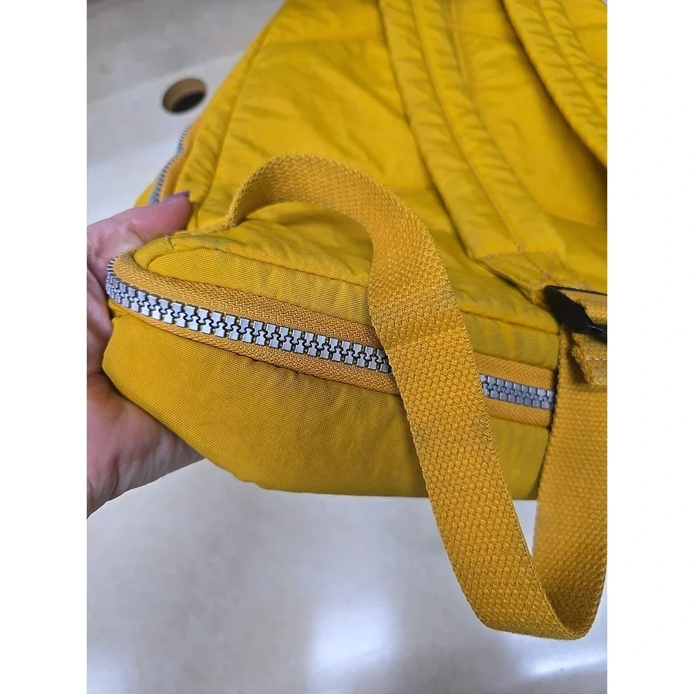 Kipling Seoul Large Laptop Backpack Yellow Gold Crinkle Nylon School Travel Bag